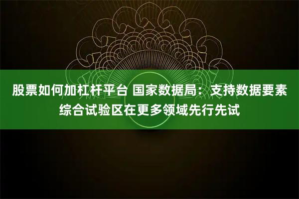 股票如何加杠杆平台 国家数据局：支持数据要素综合试验区在更多领域先行先试
